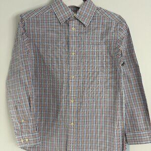 Boys Medium 8/10 Cat and Jack Navy Orange Button Down Long sleeve Classic Shirt